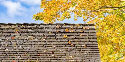 Photo of a house with shingles lifting up due to age and wear